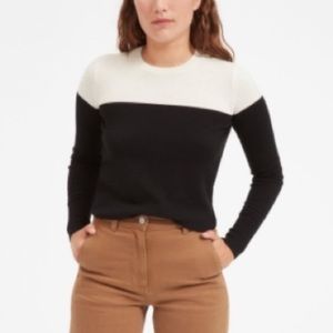 Everlane Cashmere Crew Black/White Colorblock S